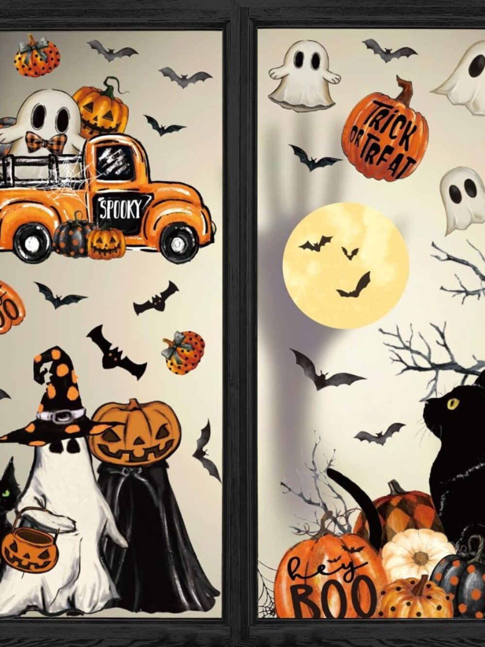 40Pcs Fall Thanksgiving Window Clings, Jack-O-Lantern Pumpkin